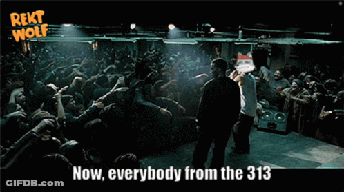 A Poster For Rekt Wolf Shows A Crowd Of People GIF