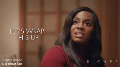 A Poster For Riches Shows A Woman In A Red Turtleneck GIF
