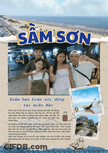 A Poster For Sam Son Shows A Group Of People On A Beach GIF
