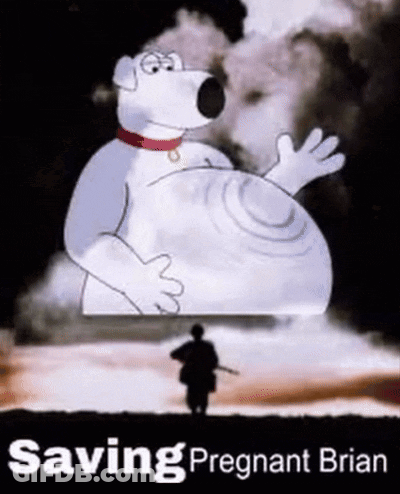 Saving Pregnant Brian Cartoon Dog With Large Belly GIF