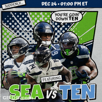 A Poster For Sea Vs Ten Featuring Four Seahawks Football Players GIF