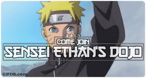 A Poster For Sensei Ethan 'S Dojo Shows A Cartoon Character GIF