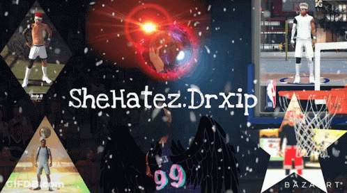 A Poster For Shehatez.drxip With A Basketball Player Wearing A Santa Hat GIF