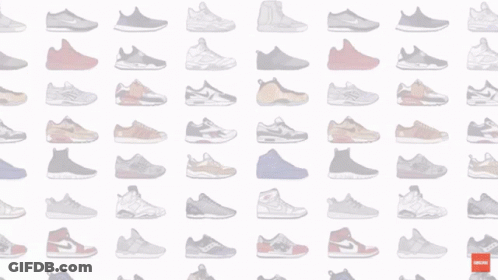 A Poster For Shoe Hunting Vlog With A Man In Front Of A Wall Of Sneakers GIF