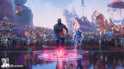 A Poster For Space Jam A New Legacy Shows A Basketball Player GIF