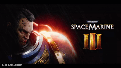 A Poster For Space Marine Iii With A Man In A Space Suit GIF