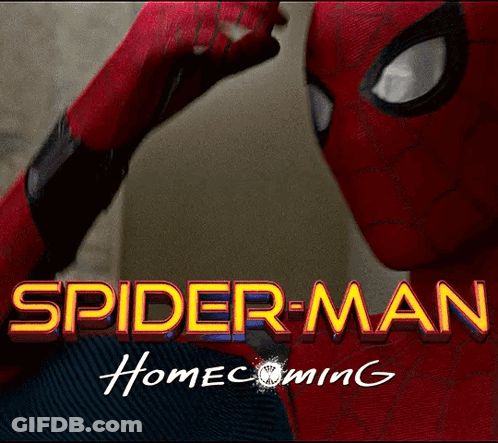 A Poster For Spider-Man Homecoming With A Spider-Man GIF