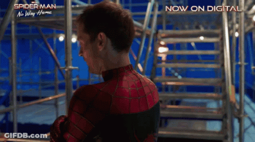 A Poster For Spider Man No Way Home Shows A Man In A Spider Man Suit GIF