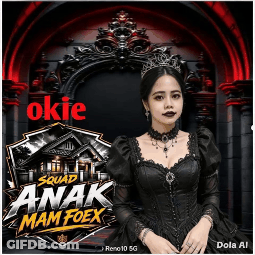 A Poster For Squad Anak Mam Foex Shows A Woman Wearing A Tiara GIF