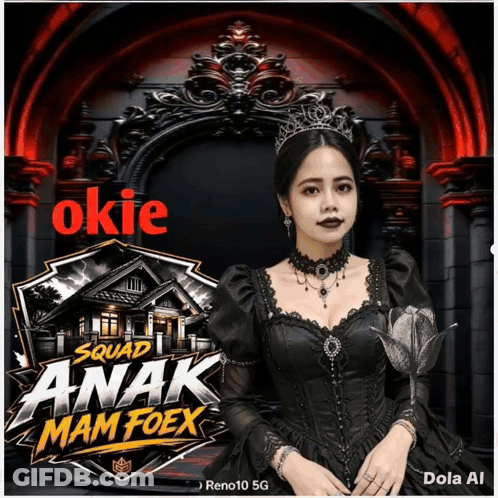 A Poster For Squad Anak Mam Foex With A Woman In A Gothic Dress GIF