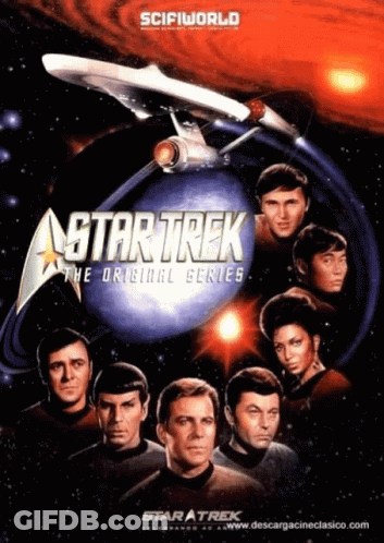 A Poster For Star Trek The Original Series Showing The Cast GIF