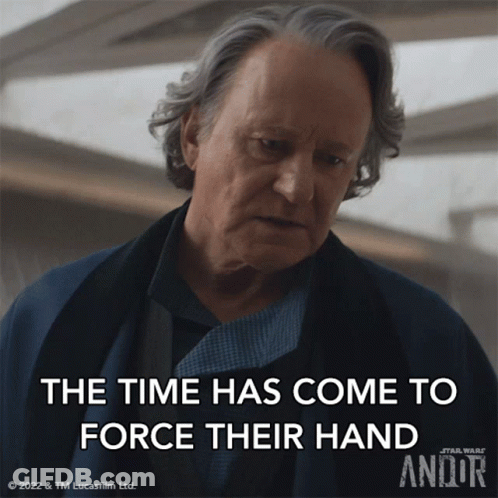 Star Wars Andor Poster With Man In Blue Jacket GIF