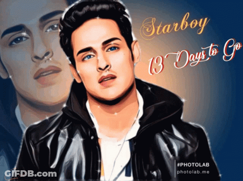 A Poster For Starboy 13 Days To Go Shows A Man With Blue Eyes GIF
