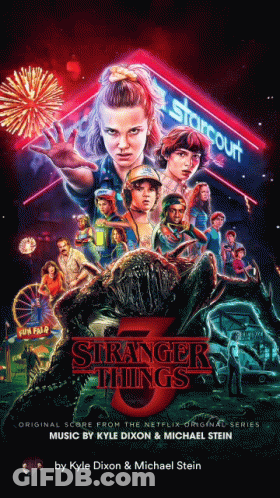 A Poster For Stranger Things 3 Shows A Carnival And Fireworks GIF