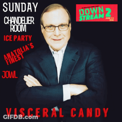 A Poster For Sunday Chandelier Room Ice Party Anatolia 'S Finest Joml Visceral Candy GIF