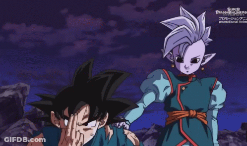 A Poster For Super Dragonball Hero Shows Goku And Trunks GIF