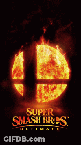 A Poster For Super Smash Bros Ultimate Shows A Fireball GIF