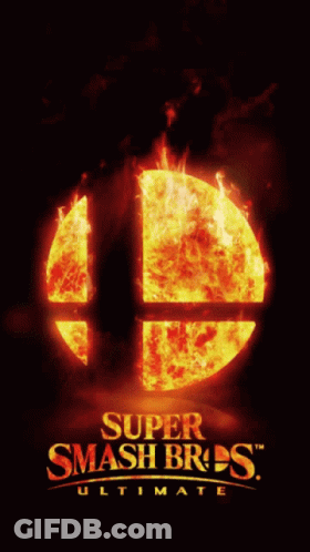 A Poster For Super Smash Bros Ultimate Shows A Fireball GIF