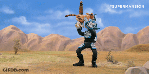 A Poster For Supermansion Shows A Cheetah And A Robot GIF
