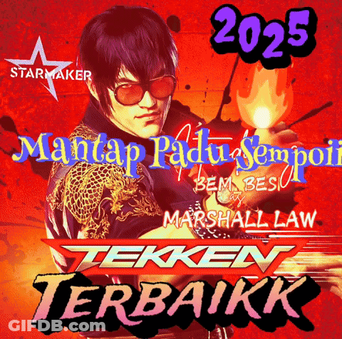 A Poster For Tekken Terbaruk Shows A Man Holding A Fireball GIF