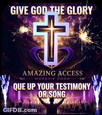 A Poster For The Amazing Access Worship Room Encouraging People To Give God The Glory GIF