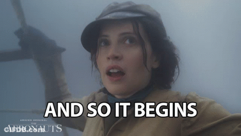 A Poster For The Amazon Original The Aeronauts Shows A Woman In A Hat GIF