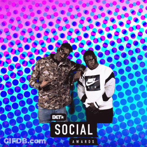 A Poster For The Bet Social Awards With Two Men GIF