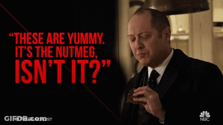 A Poster For The Blacklist Shows A Man Eating A Piece Of Food And Says " These Are Yummy " GIF