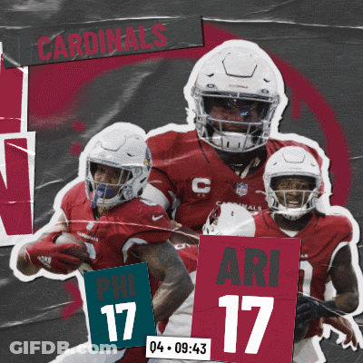 A Poster For The Cardinals Football Team With Ari 17 And Phil 17 GIF