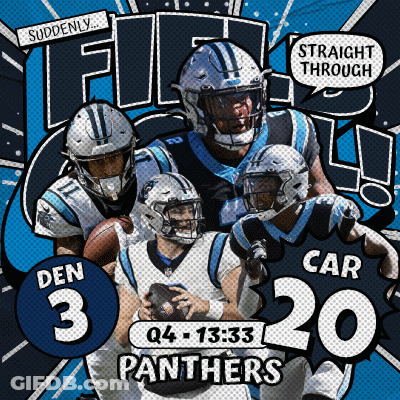 A Poster For The Carolina Panthers Football Team Shows Players Den 3 And Car 20 GIF