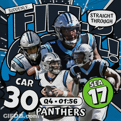 A Poster For The Carolina Panthers Shows A Group Of Football Players GIF