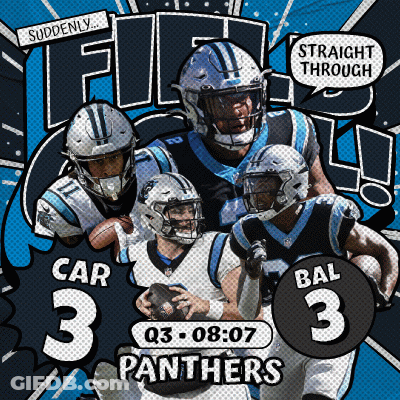 A Poster For The Carolina Panthers Shows A Group Of Players GIF