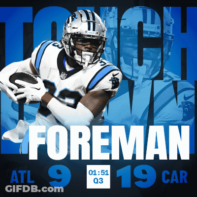 A Poster For The Carolina Panthers Shows A Player Named Foreman GIF