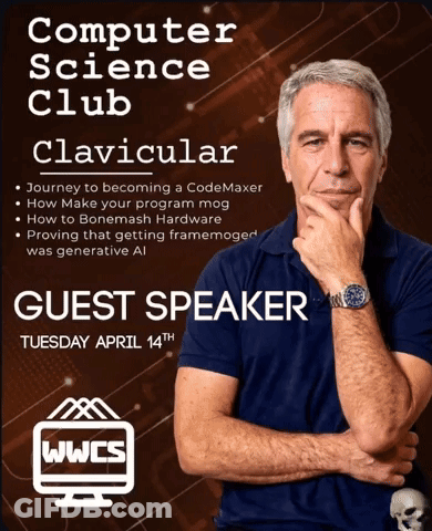 A Poster For The Computer Science Club Shows A Man GIF