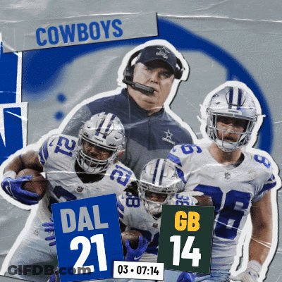A Poster For The Cowboys Showing Players And Coach GIF