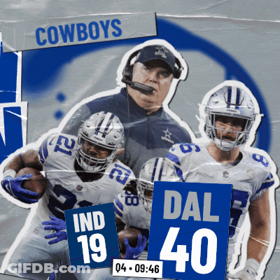 A Poster For The Cowboys Shows A Coach And Players GIF