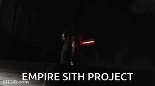 A Poster For The Empire Sith Project Shows A Group Of People Holding Red Lightsabers GIF