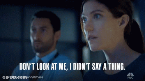 A Poster For The Enemy Within Shows A Man And Woman Looking At Something GIF