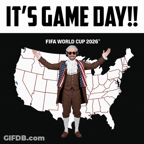 A Poster For The Fifa World Cup 2026 With A Man In A Suit GIF