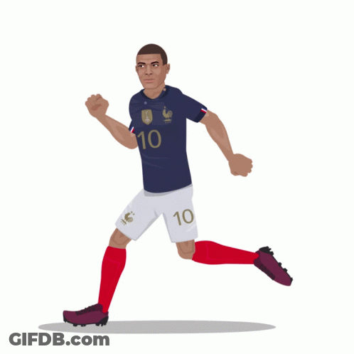A Poster For The Fifa World Cup Qatar 2022 With A Cartoon Of A Soccer Player GIF