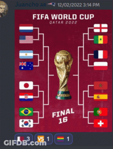A Poster For The Final 16 Of The World Cup With Flags And A Soccer Ball GIF