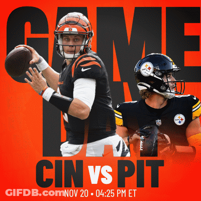 A Poster For The Game Between The Cincinnati Bengals And The Pittsburgh Steelers GIF