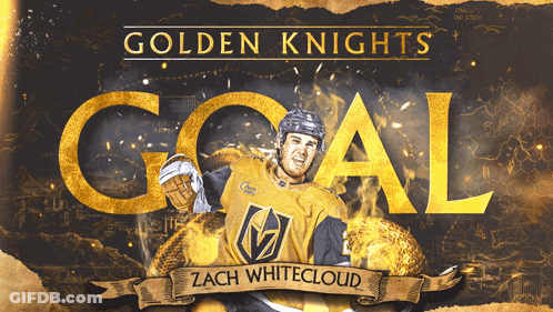 A Poster For The Golden Knights Shows A Hockey Player GIF