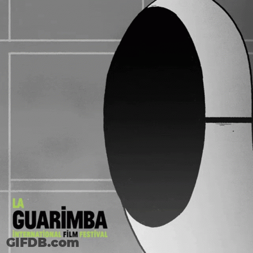 A Poster For The Guarimba International Film Festival With A Circle In The Middle GIF