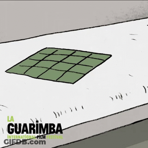 A Poster For The Guarimba International Film Festival With A Drawing Of A Grid GIF