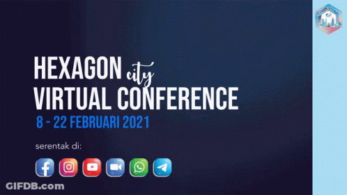 A Poster For The Hexagon City Virtual Conference In February GIF