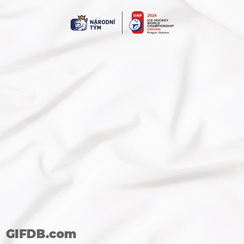 A Poster For The Ice Hockey World Championship Shows A Man In A Red White And Blue Jersey GIF