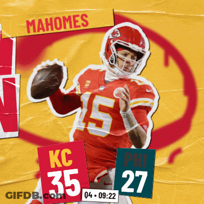 A Poster For The Kansas City Chiefs Shows A Football Player Throwing A Ball GIF