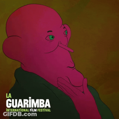 A Poster For The La Guarimba International Film Festival With A Cartoon Character GIF