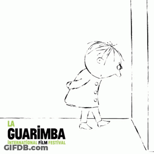 A Poster For The La Guarimba International Film Festival With A Drawing Of A Child GIF